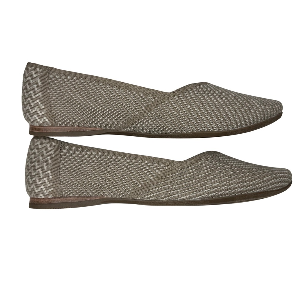 NWT TOMS Gemma Ballet Flats Women's 6.5 Dune Engineered Knit Beige Shoes